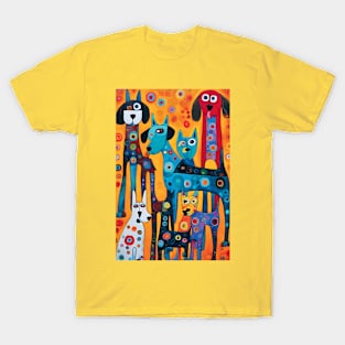 Dog Days Delight: A Folk Art Fiesta T-Shirt